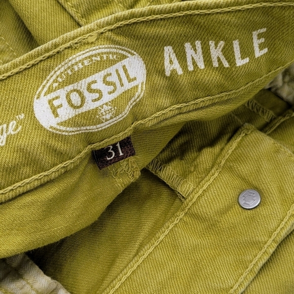 Fossil Ankle Green Denim Jean 32x27 - Picture 6 of 10